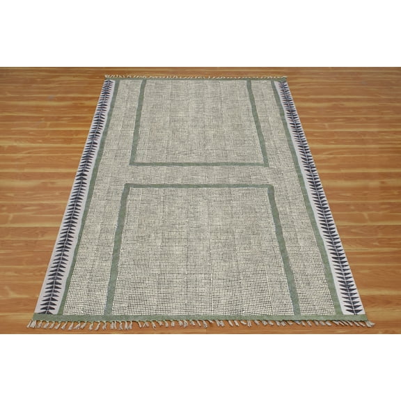 Casavani - 4'x12' Casavani Handmade Green Cotton Runner Rug Area Rugs for Farmhouse Hallway