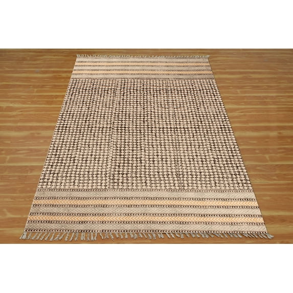 Casavani - 4'x20' Handblock Printed Beige Cotton Dhurrie Geometric Runner Area Rugs for Hallway