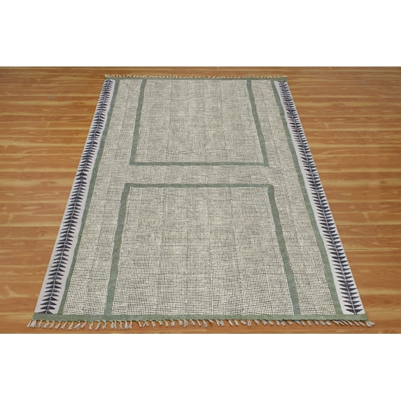 Casavani - 8'x11' Casavani Handmade Green Cotton Rug Area Rugs for Farmhouse Bedroom