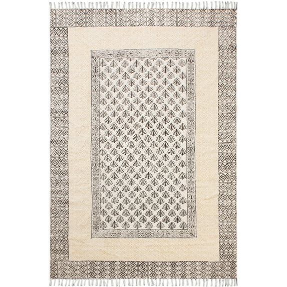 Casavani Bedroom Carpet Outdoor Boho Rug, Beige 8x10 feet