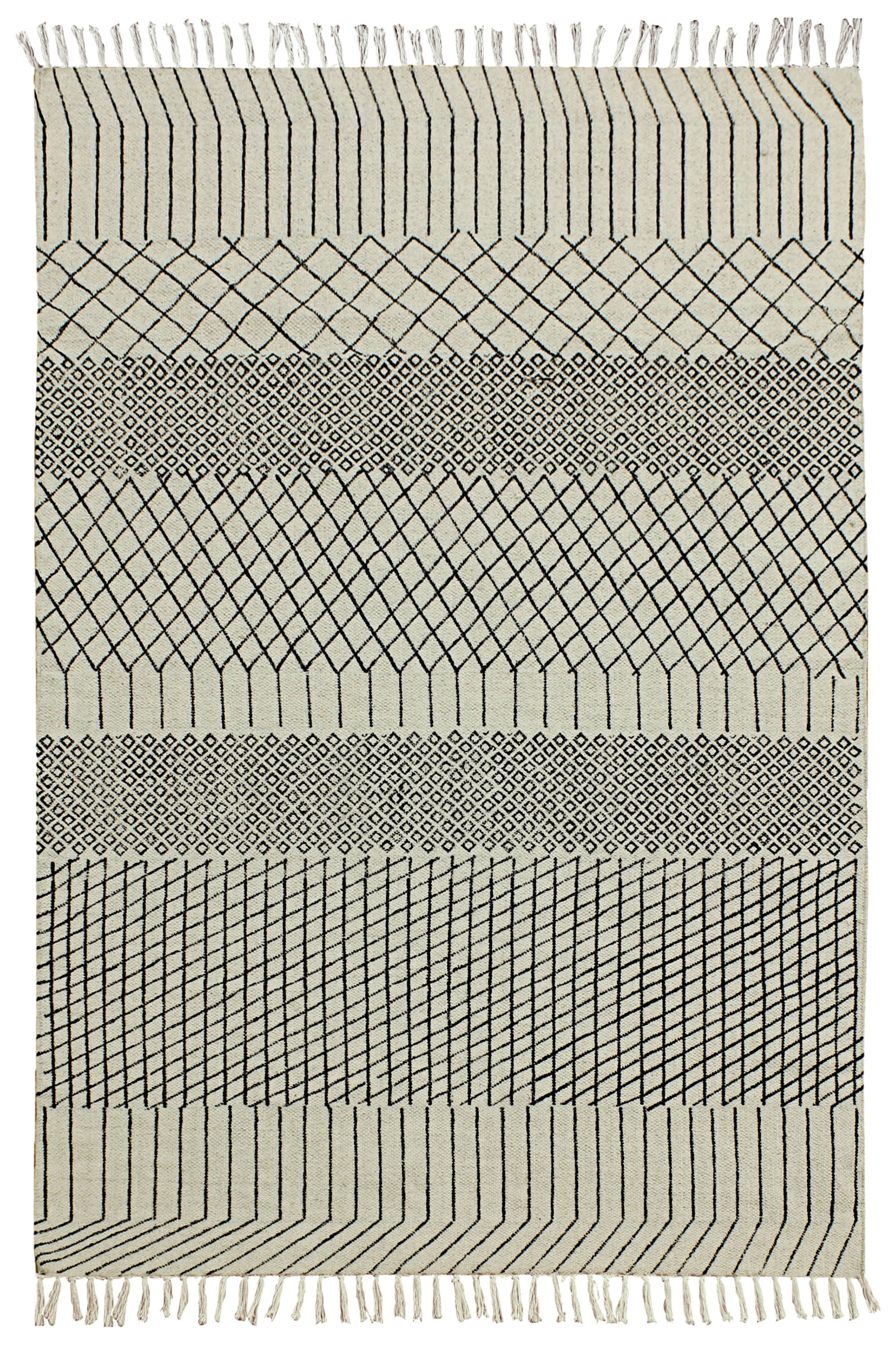 Casavani Beige Eco Friendly Dhurrie Indian Geometric Hand-Woven Rug 4x4 ...