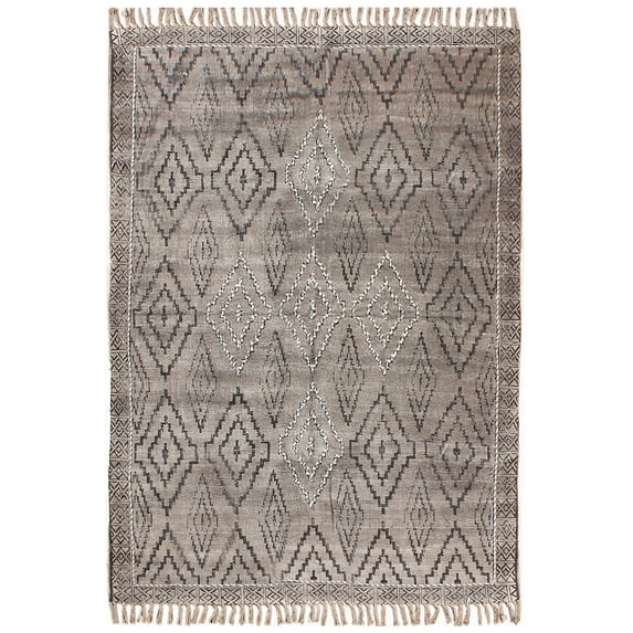 Casavani Black Cotton Carpet Indian Flat Weave Dhurrie Bedroom Area Kilim 8x11 Feet