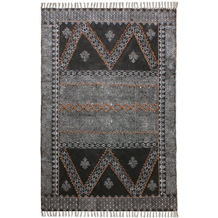 Casavani Black Multi Area Rug Indian Handmade Bedroom Carpets Yoga Mat 4x12 Feet
