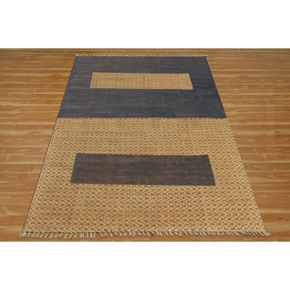 Casavani Block Printed Blue Rug For Kitchen 2'x3' Geometric Cotton Area Rugs