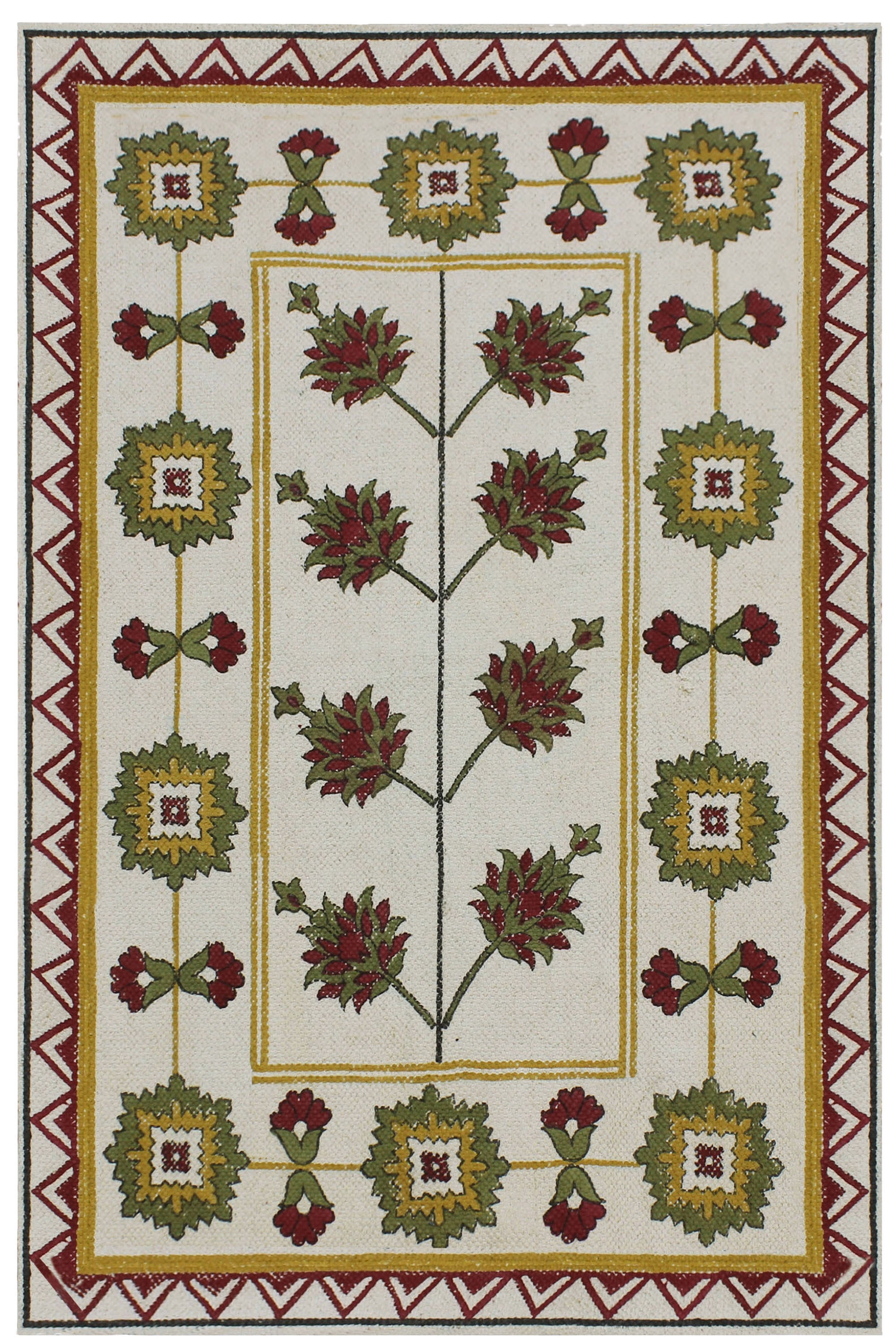 Casavani Block Printed Cotton Rug Brown Living Room Carpets Outdoor ...