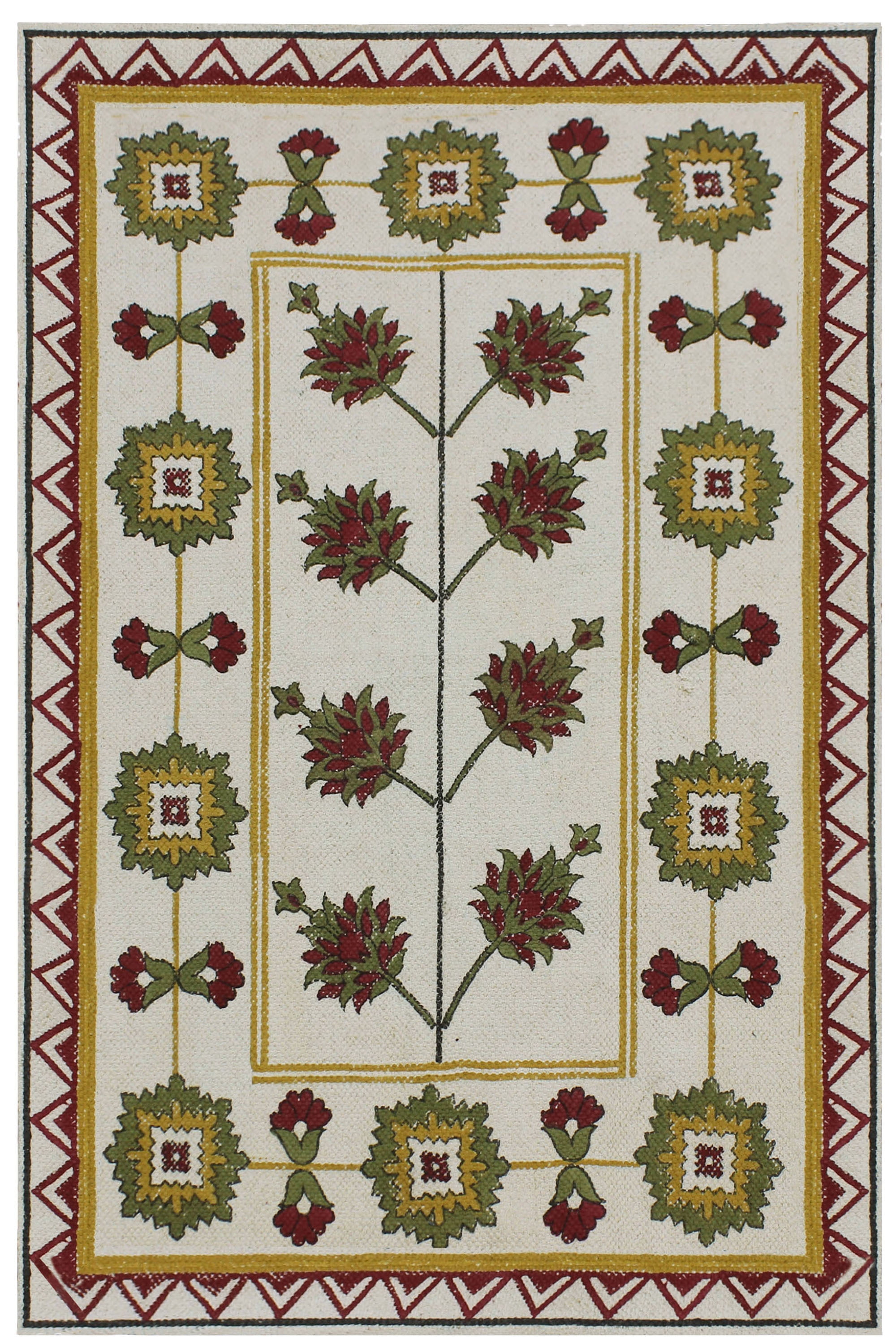 Casavani Block Printed Cotton Rug Brown Living Room Carpets Outdoor ...