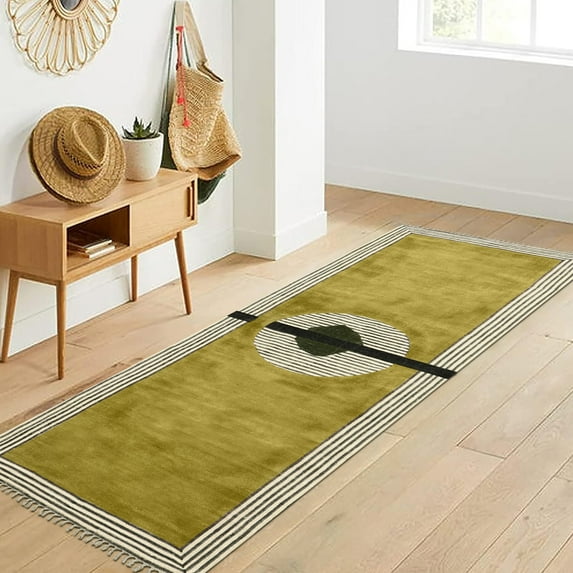 Casavani Block Printed Green Rug For Living Room 9'x15' Moroccan Cotton Area Rugs for Outdoor Patio