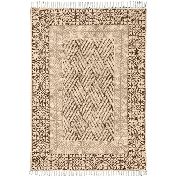 Casavani Boho Cotton Durries Bedroom Area Kilim,Gray 9x12 Ft