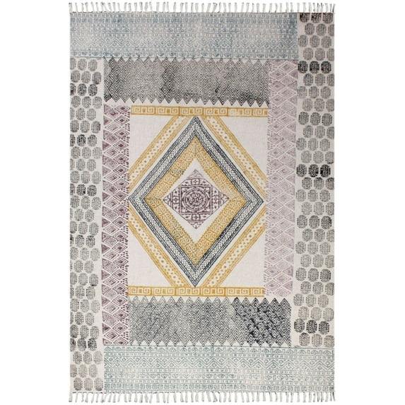Casavani Cotton Dining Room Area kitchen Rug,Yellow 5x8 feet