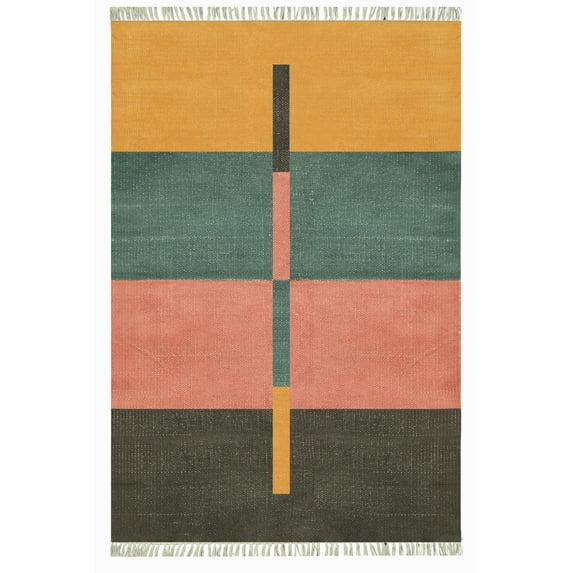 Casavani Cotton Dining Room Carpets Outdoor Patio Rug Home Decor Kilim, Multicolor 9x15 feet