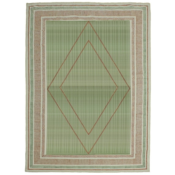Casavani Cotton Geometric Green Area Rugs 7'x7' Square Area Rugs for Living Room & Dining Room