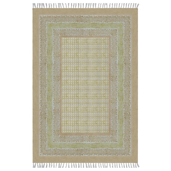 Casavani Cotton Handblock Printed Dhurrie Brown Hallway Runner Area Rug Outdoor Rug 2.6x10 feet