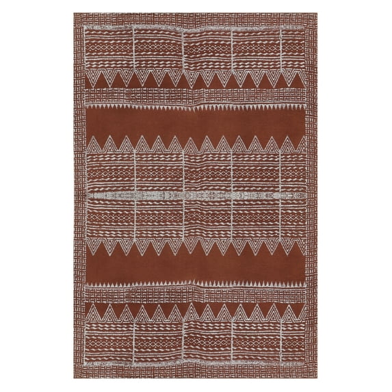 Casavani Cotton Handblock Printed Dhurrie Brown Living Room Floor Carpets Outdoor Rug 6x9 feet