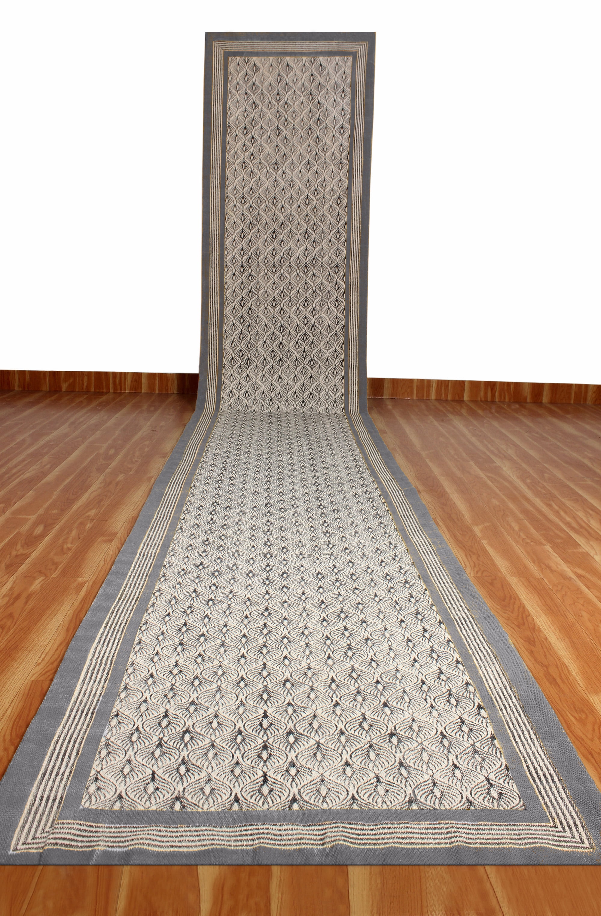 Casavani Cotton Handblock Printed Dhurrie Gray Living Room Floor