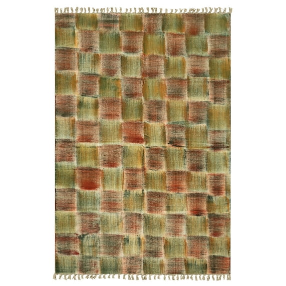 Casavani Cotton Handblock Printed Dhurrie Green Living Room Floor Carpets Square Outdoor Rug 7x7 feet