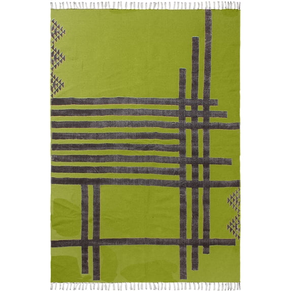 Casavani Cotton Handblock Printed Rug Green Area Rug for Entryway Kitchen Bathroom 2x3 feet