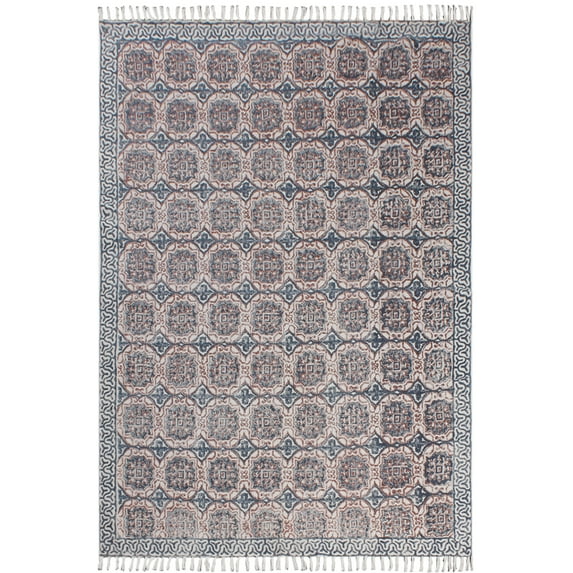Casavani Cotton Kilim Carpet Hand Woven Rug,Blue 9x9 feet