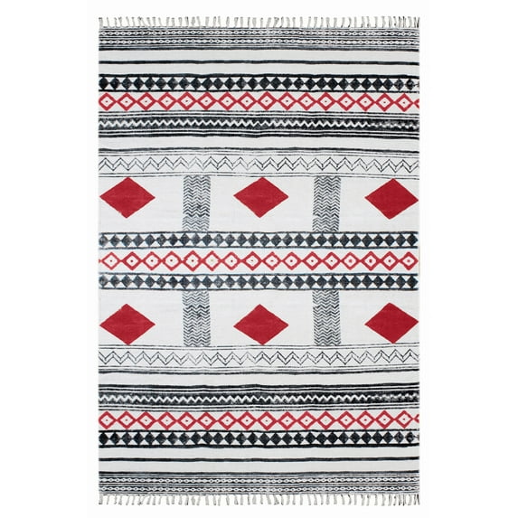 Casavani Cotton Moroccan Red Area Rugs 10'x14' Area Rugs for Living Room & Dining Room