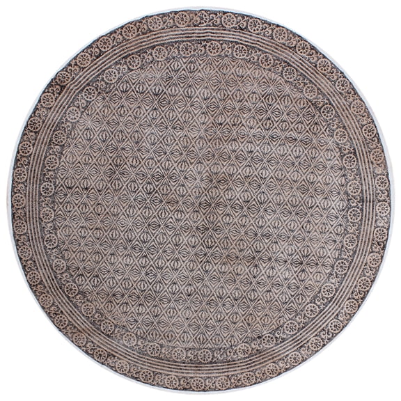 Casavani Custom Handmade Cotton Round Dining Room Rug, Brown 3x3 feet