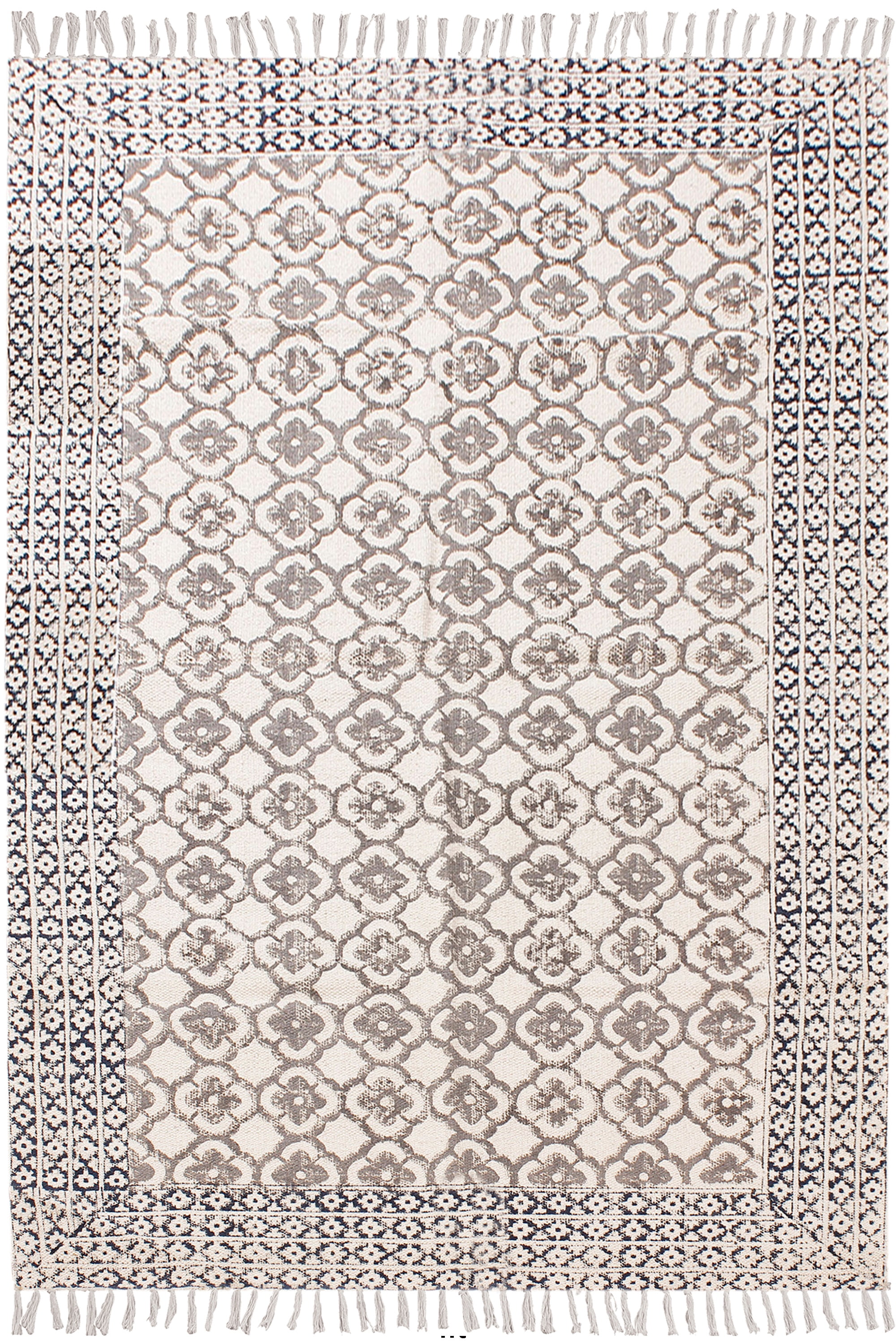 Casavani Gray Eco Friendly Dhurrie Indian Geometric Hand-Woven Rug 2 ...
