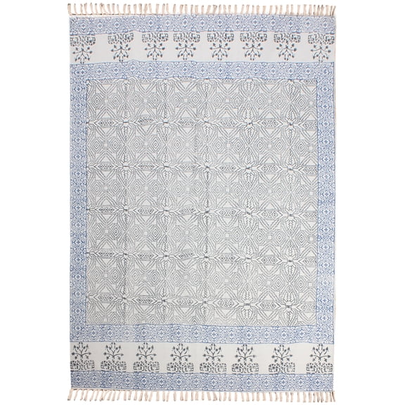 Casavani Entrance Hallway Area Rug Outdoor Rug,Blue 5x5 Ft