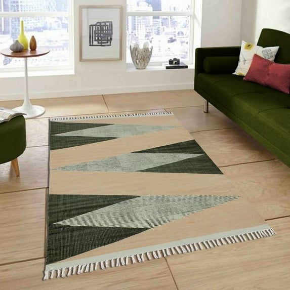 Casavani Finely Handmade Rug Living Room Rug,Green 3x10 feet