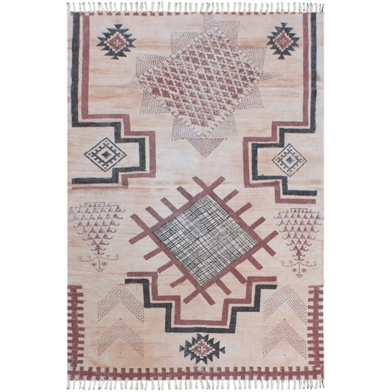 Casavani Flat Weave Custom Living Room Rug, Brown 2x3 feet