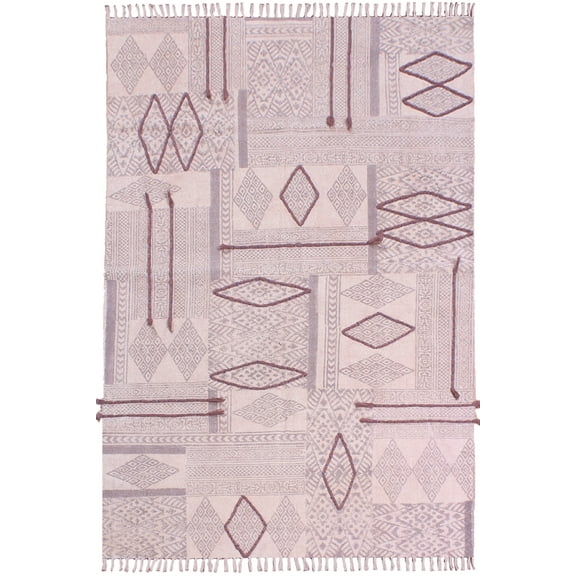 Casavani Flat Weave Geometric Dining Room Rug, Brown 4x4 feet