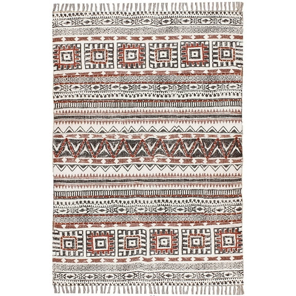 Casavani Flat Weave Kilim Geometric yoga Mat Brown Kitchen Area Rug 2x3 Feet