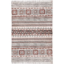 Casavani Flat Weave Kilim Geometric yoga Mat Brown Kitchen Area Rug 2x3 Feet