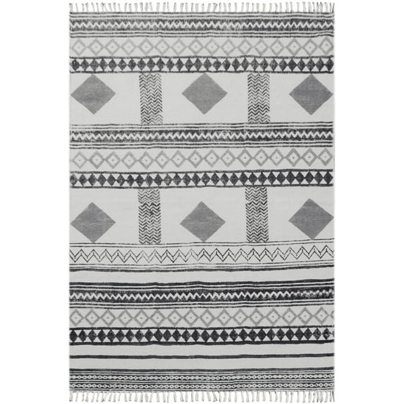 Casavani Geometric Area Rug Dining Room Rug ,Gray 7x7 feet