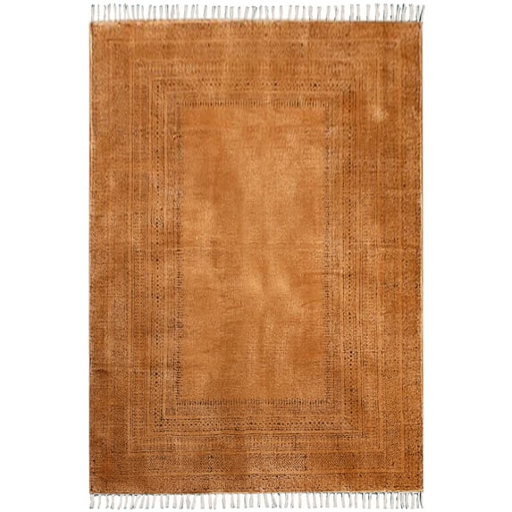 Casavani Geometric Cotton Kilim Garden Rug, Brown 9x15feet