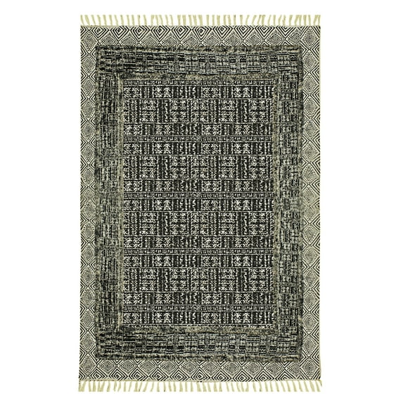 Casavani Gray Block Printed Area Rugs for Bedroom and Living Room, Ourdoor Patio Rug 8x10 feet