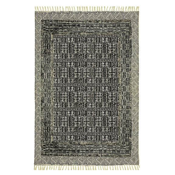 Casavani Gray Block Printed Square Area Rugs for Bedroom and Living Room, Ourdoor Patio Rug 6x6 Feet