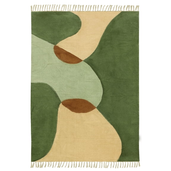 Casavani Green Area Rug Indian Handmade Bedroom Area Carpets Yoga Mat 5x7 feet