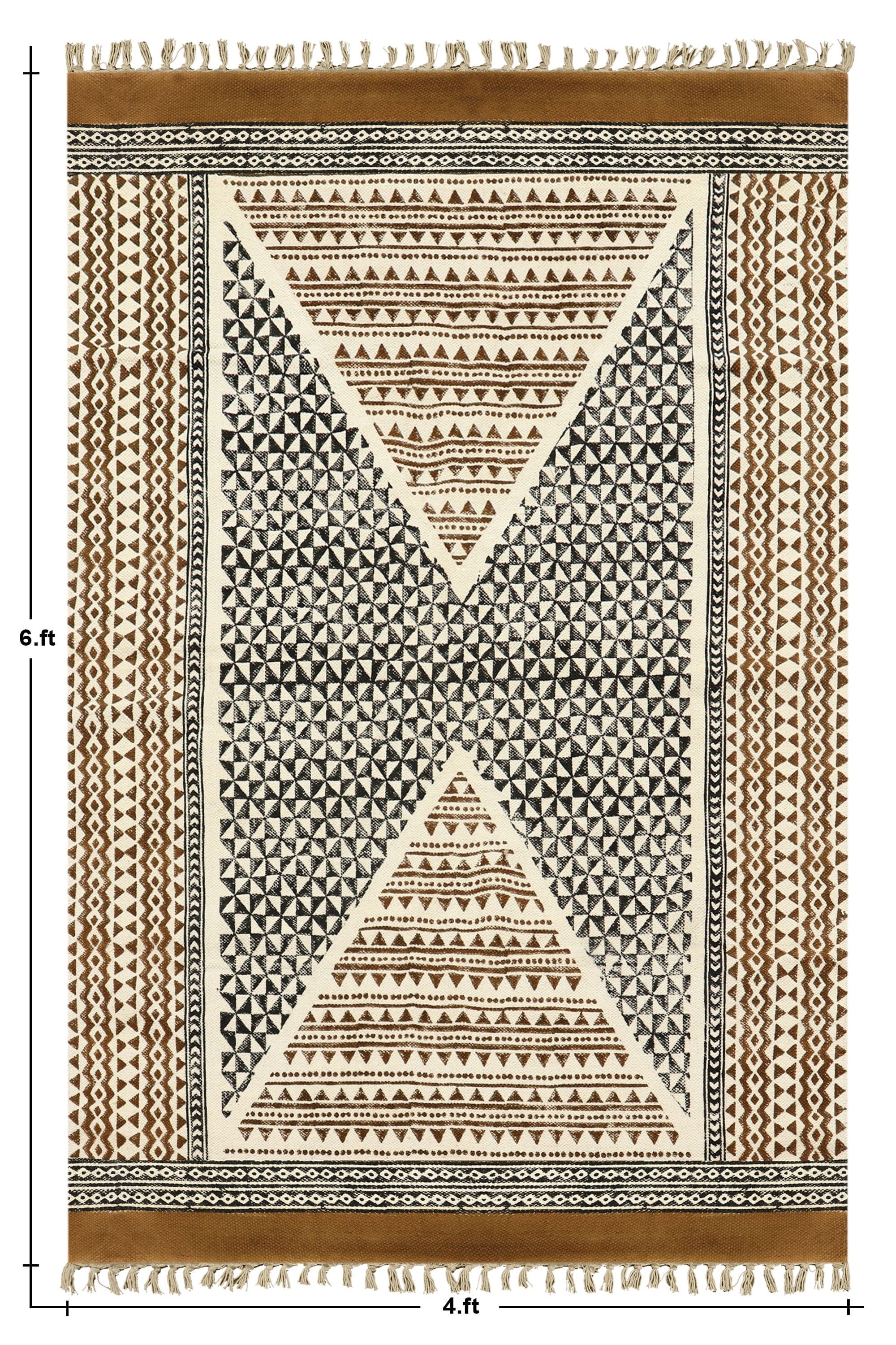 Casavani Hand Block Printed Black Cotton Living, Dining Room Area ...