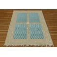 thumbnail image 1 of Casavani Hand Block Printed Blue Cotton Dhurrie Living Room Carpets Square Outdoor Patio Rug 3x3 feet, 1 of 1