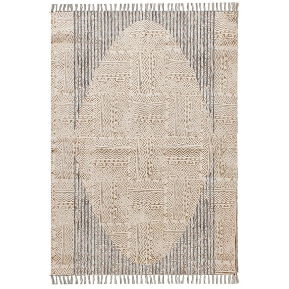 Casavani Hand Block Printed Blue Cotton Kitchen Area Carpets Indoor Outdoor Rug 4x6 feet