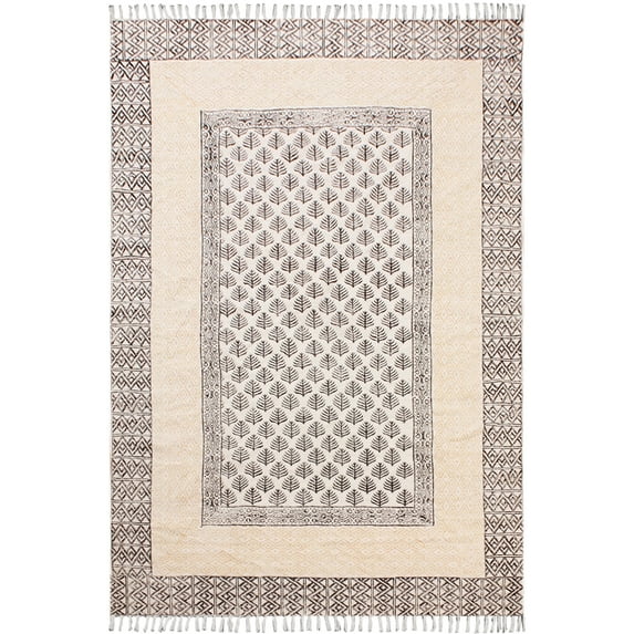 Casavani Hand Block Printed Cotton Area Dhurrie Bohomian Home Decor Kitchen Kilim Rug 3x5 feet