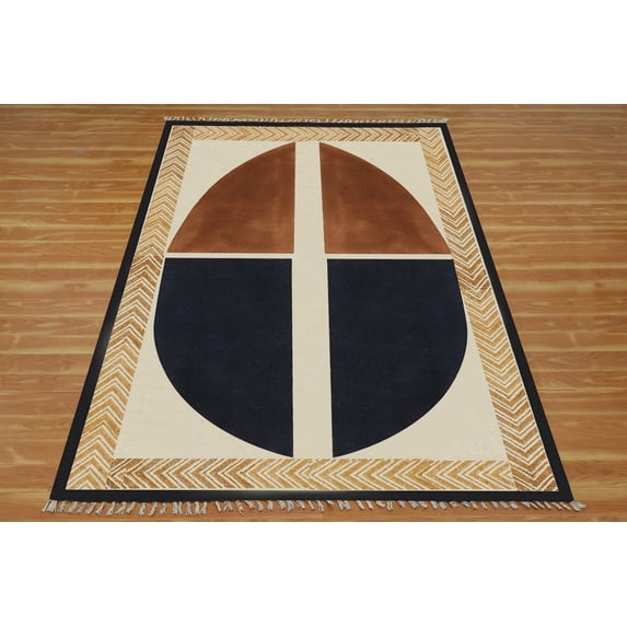 Casavani Hand Block Printed Cotton Dhurrie Blue Kitchen Area Mat Square Outdoor Rug Home Decor Kilim 6x6 feet