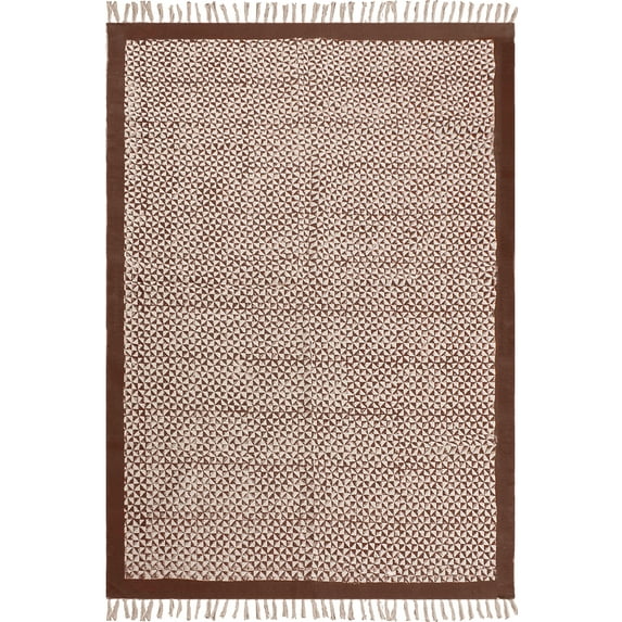 Casavani Hand Block Printed Cotton Dhurrie Brown Living Room Carpets Indoor Outdoor Rug Home Decor Kilim 12x18 feet