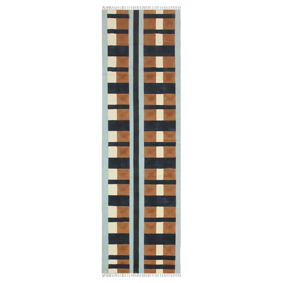 Casavani Hand Block Printed Cotton Dhurrie Farmhouse Living Carpets Outdoor Patio Rug, Black 9x15 feet