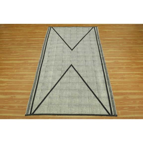 Casavani Hand Block Printed Cotton Dhurrie Hallway Stair Runner Rug Home Décor Kilim, Black 4x12 feet