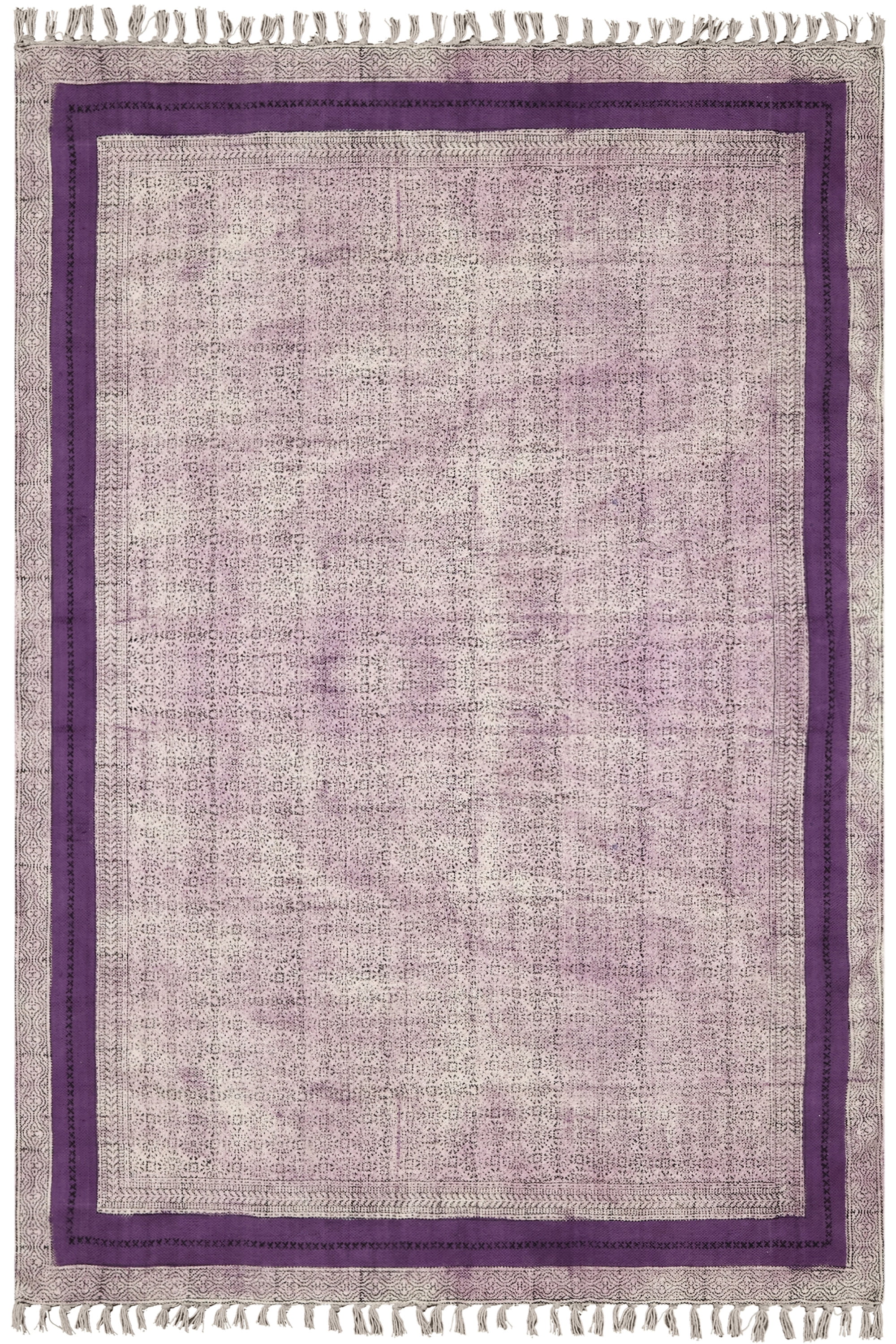 Casavani Hand Block Printed Cotton Dhurrie Purple Hallway Stair Runner ...