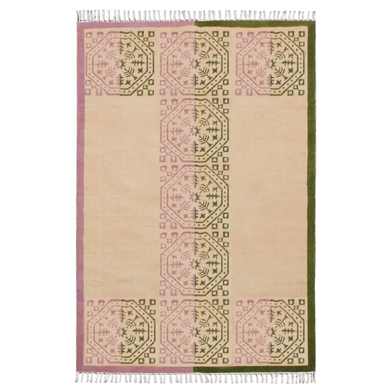 Casavani Hand Block Printed Cotton Green Area Rugs 3'x10' Runner Area Rugs for Hallway & Stairs