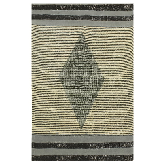 Casavani Hand Block Printed Cotton Rug Square Bedroom Living Room Carpets, Gray 5x5 Feet