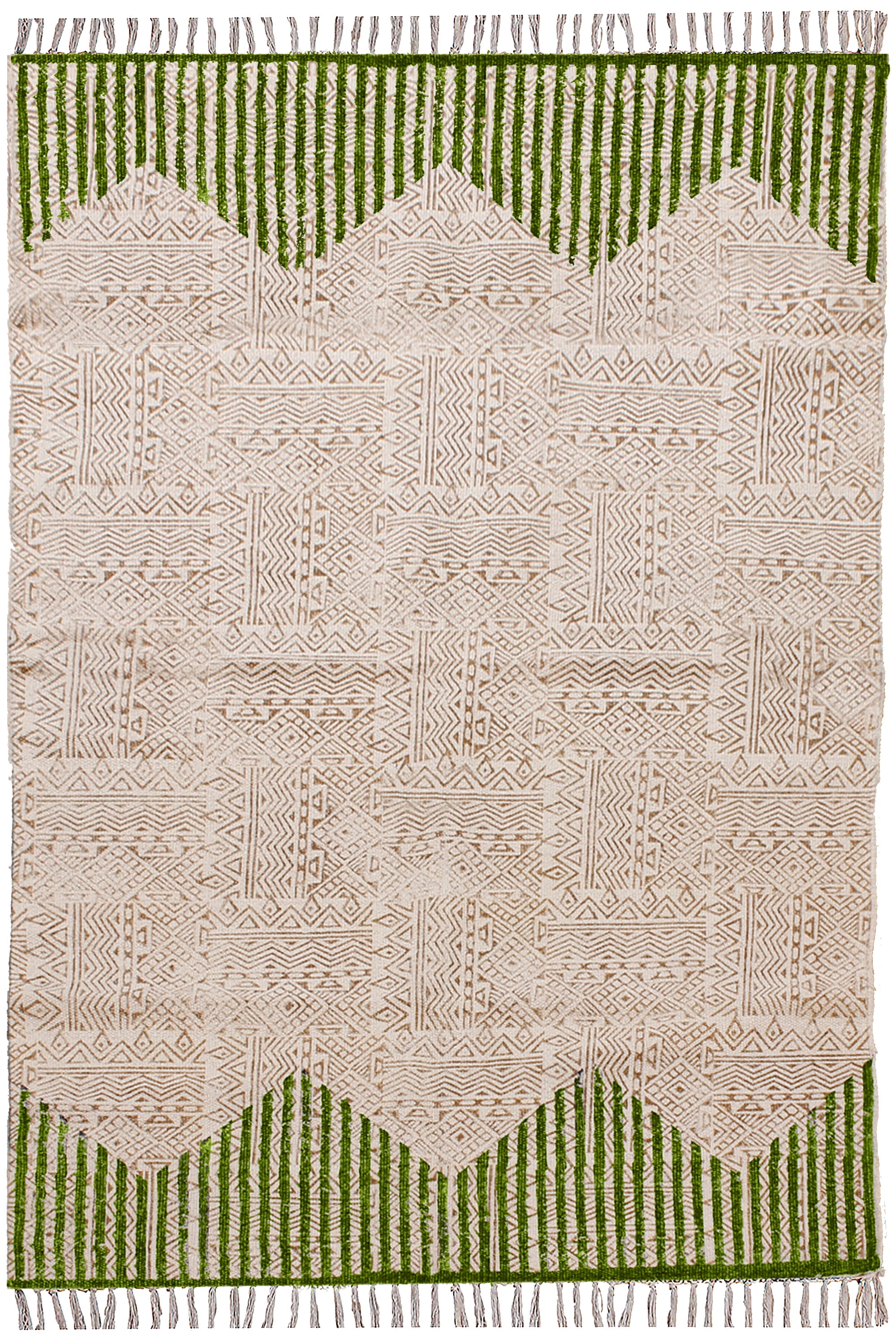 Casavani Hand Block Printed Green Cotton Dhurrie Living Room Carpets ...