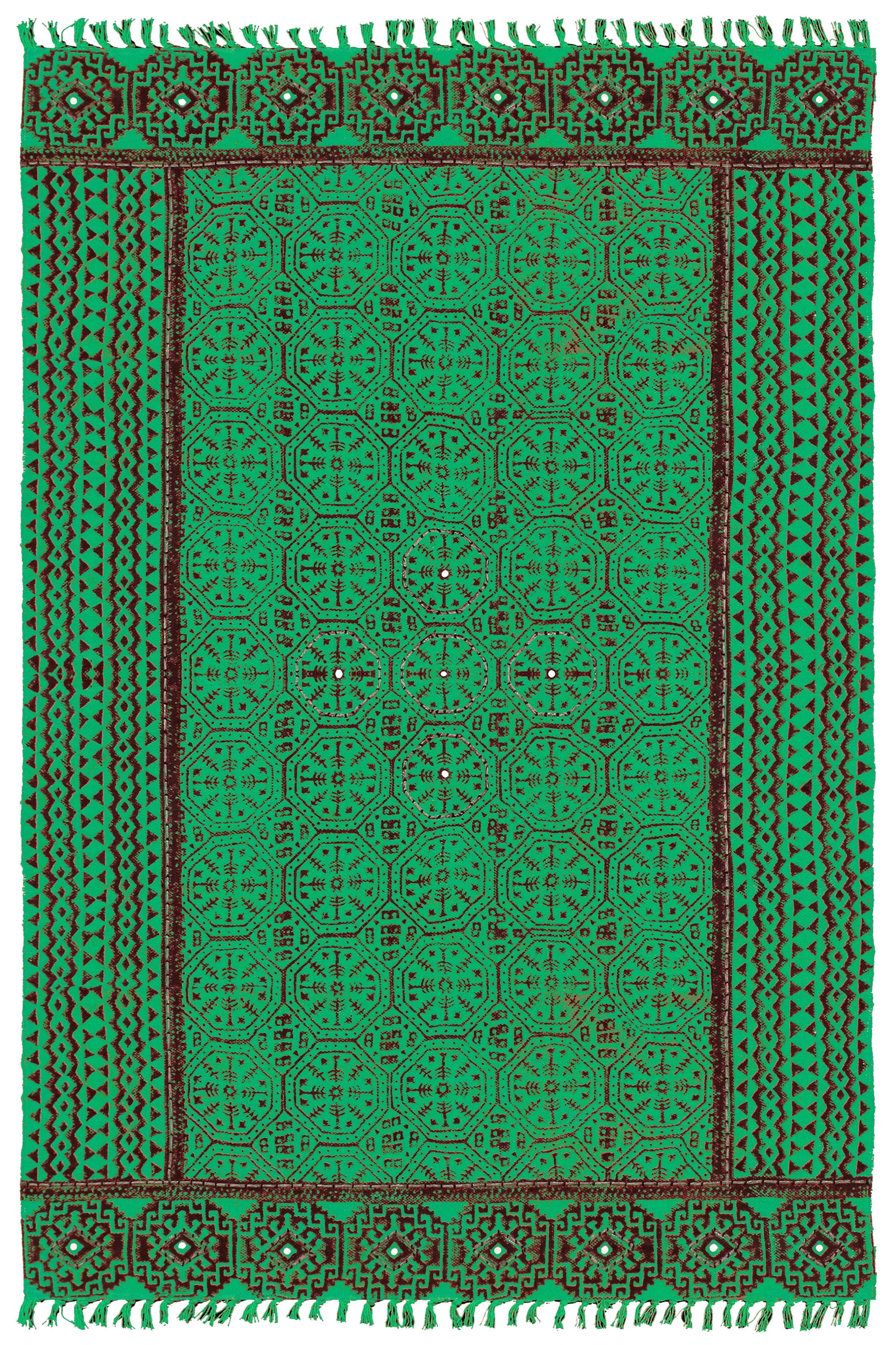 Casavani Hand Block Printed Green Cotton Hallway Stair Runner Area Rug ...