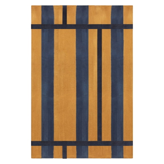 Casavani Hand Block Printed Yellow Cotton Living & Dining Room Carpet Outdoor Patio Rug 4x8 feet