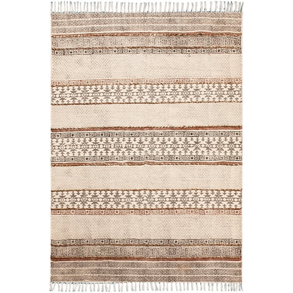 Casavani Hand Made Cotton Area Rug Home Décor Area Rug Bath Mat Rug,Beige 6'x12' Ft